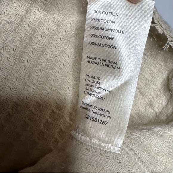 Free People Waffle Knit Cowl Neck Cream Sweater — S - Picture 6 of 9